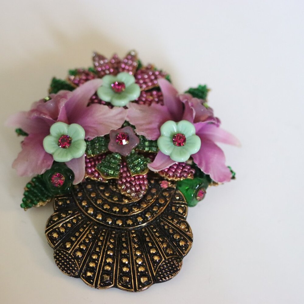 Vintage Signed Stanley Hagler Ian St Gielar Orchid Flower Floral Brooch Pin Lave